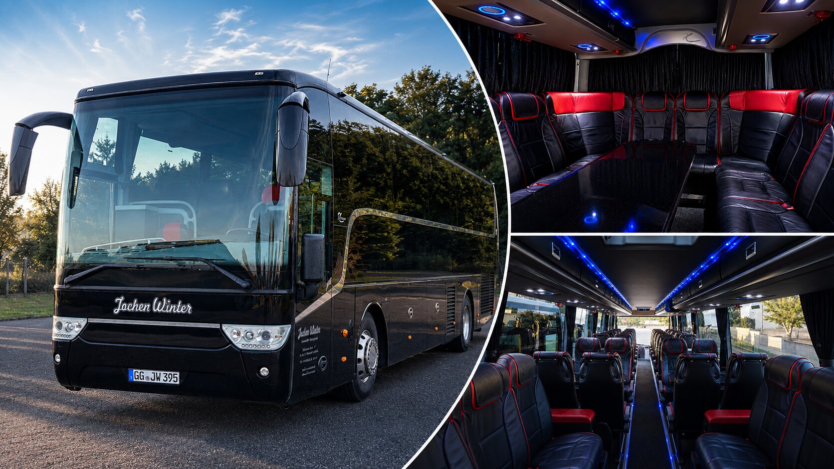 Jochen Winter schwarzer Reisebus mit Premium-Ausstattung